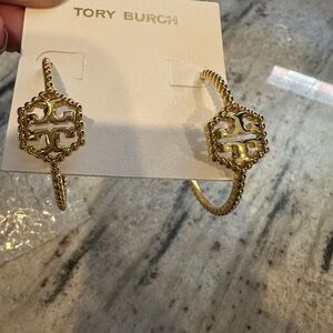 Tory Burch Gold Hexagon Earrings rope hoop